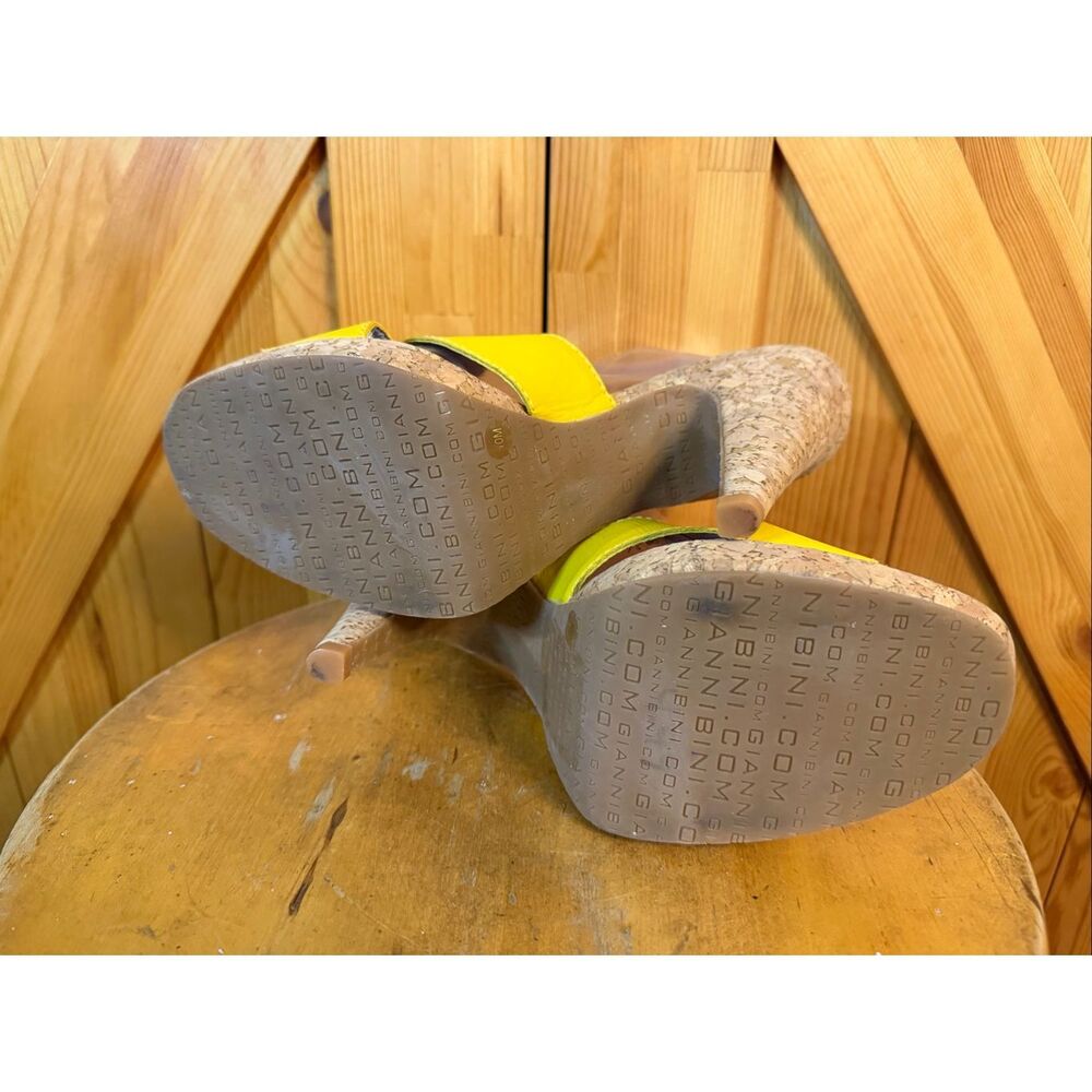 Gianni Bini yellow cork heels slide sandals size 10M - Picture 6 of 9